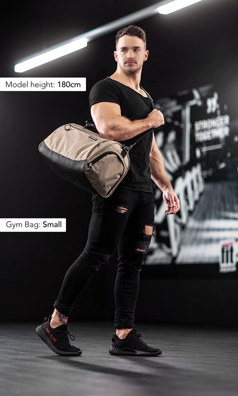 FitgriffÂ® Gym Bag for Men & Women with Shoe & Wet Compartment - Duffle Bag for Travel, Sports, Fitness & Workout (Sand, 23 x 12 x 12â€³ (Medium)) - Image 5